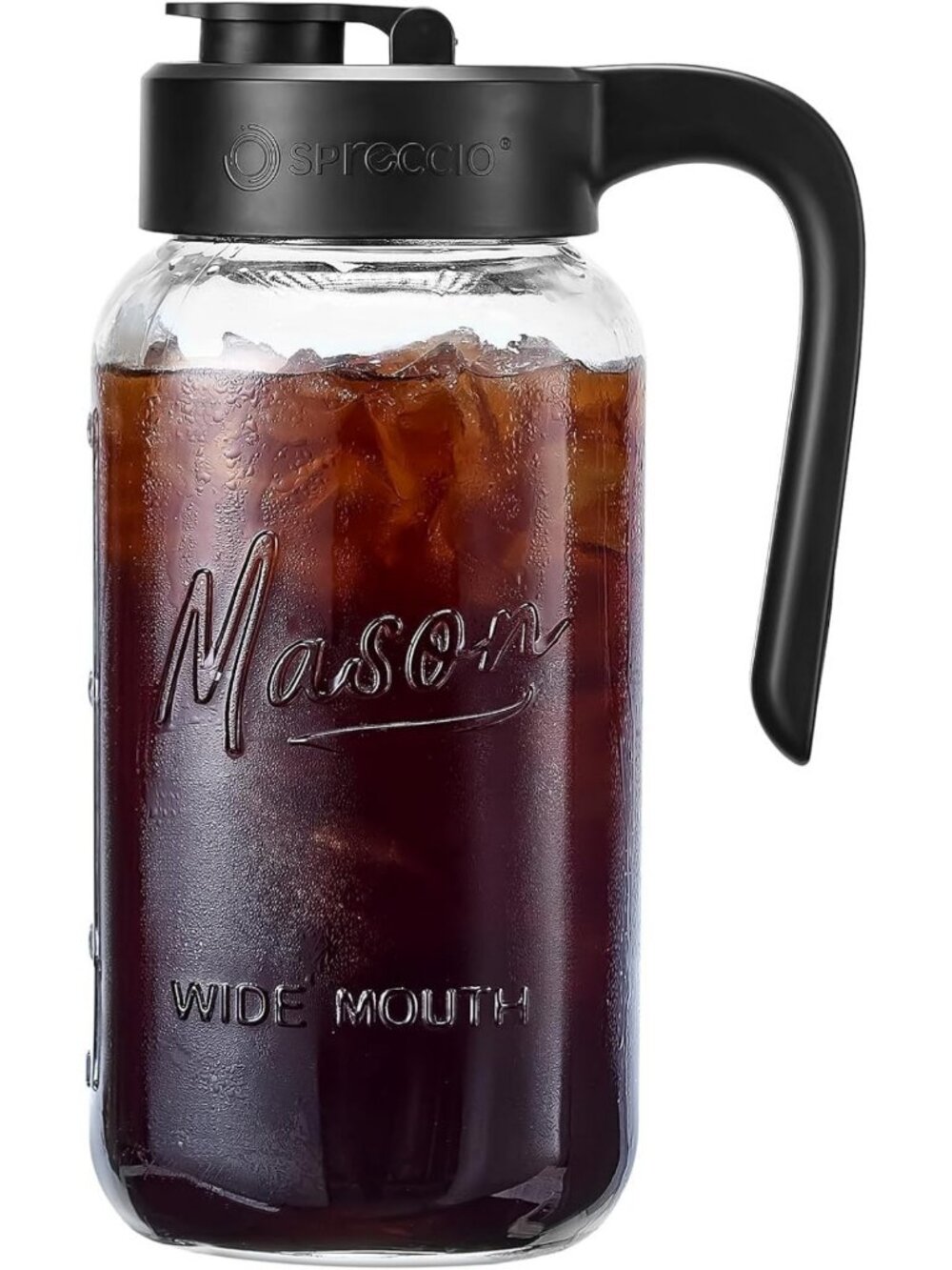 Airtight Leakproof Glass Pitcher, 2 Quart Mason Jar for Cold Brew, Sun Tea